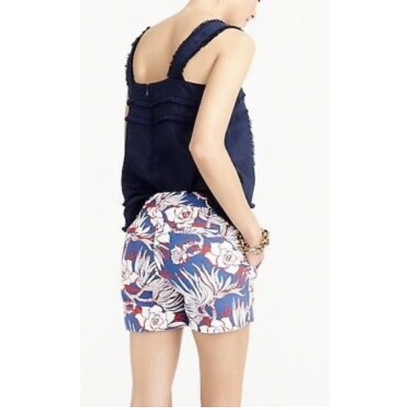 J.Crew EUC Blue red and white floral shorts sz 00 - Picture 2 of 5